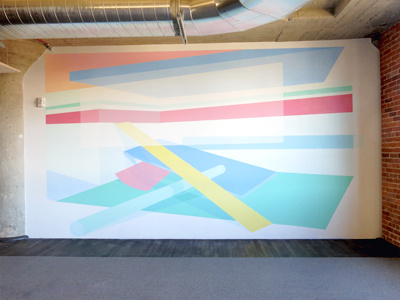 mural at new Mailchimp HQ anamorphic installation mailchimp mural painting perspective shadow subtle