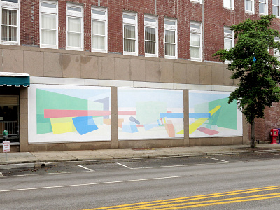 mural for Indiegrits Festival color construct geometry illustration mural painting perspective