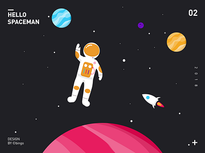 Day02 Hello Spaceman day100 illustration sketch ui