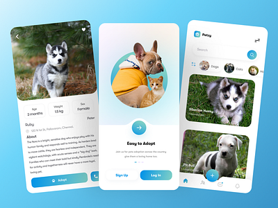 PETZY - Pet adoption app UI