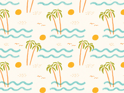 Beach Pattern beach hand done palm trees pattern pattern design summer sun waves