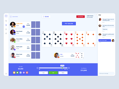 Poker Game blue clean game gradient interface poker poker online technologies ui ux