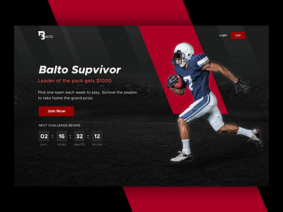 Balto - Landing page black and red design game saigon sports ui ux vietnam