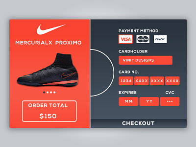 Daily UI Credit Card Checkout challenge checkout cleats credit card daily football shop soccer ui ux