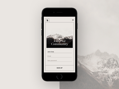 Sign Up Page - Daily UI Challenge dailyuichallenge mobile modern monochrome outline responsive signup ui ux