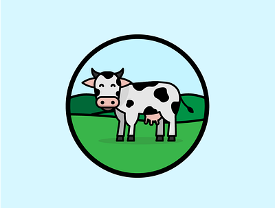 cow app concept color design flat icon illustration logo vector