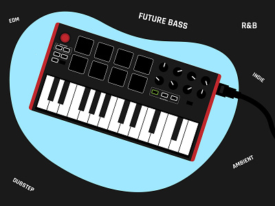 Midi keyboard design dribbble first shot icon illustration midi midi keyboard music album music app music art music artwork red color type vector web