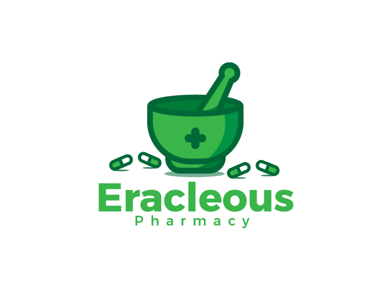 pharmacy pills mortar and pestle logo design