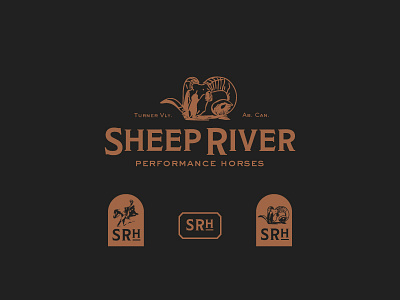 Sheep River horses illustration skull western