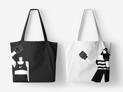 Boxing Girl Bag illustration