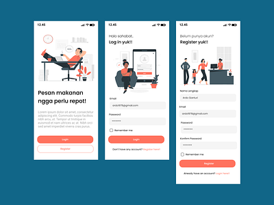 PesanYuk Login & Register Mobile App UI design dribbble login mobileapp mobileappdesign register ui uidesign uidesigner userexperience userinterface ux