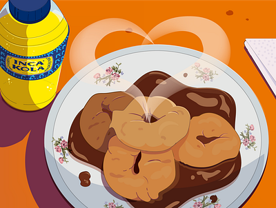 Peruvian dessert - Picarones anime cartoon dessert drink food hungry illustration peru peruvian vector