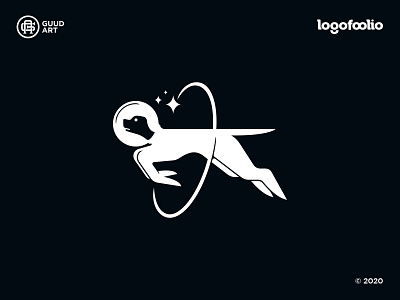 Dog-Naut Logo astronaut dog logo negative space logo space star vector
