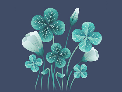 Clover in Dark Blue clover dribbble invitation flower green illustration indonesia leaf plant vector