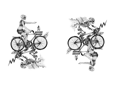 Transition bicycle bike cycling draw drawing pencil skeleton skull
