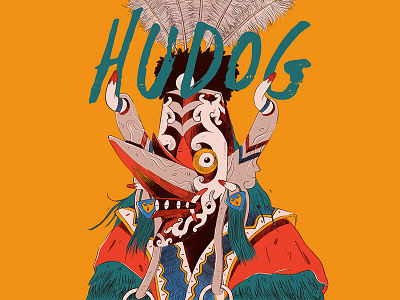 Hudog Illustration borneo digital painting dribbble invitation hudog illustration indonesia mask mythology