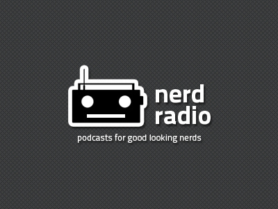 Nerd Radio Logo black face logo nerd podcast radio white