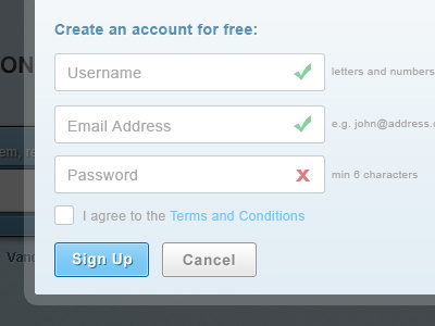 Sign Up Form blue check form modal register sign in sign up ui