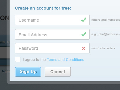 Sign up form