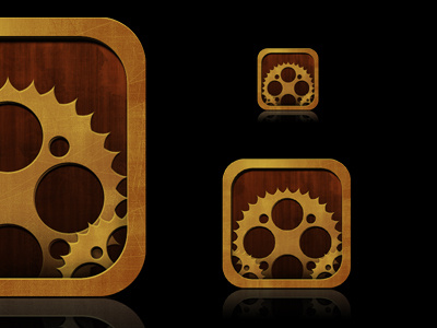 Steampunk iOS Settings apple brown button gear gold icon icons ios ipad iphone settings steampunk wood