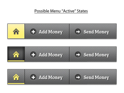 Active State add app application arrow grey home main menu money nav plus send texture ui yellow