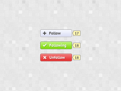 Follow Button app button check follow following green plus red ui unfollowing x