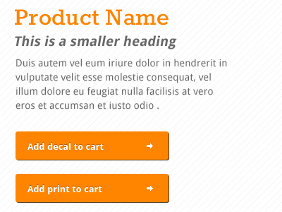 Side Project add to cart button cart decal droid sans ecommerce minimal orange pattern print product rokkitt simple ui