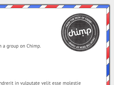 Chimp Mail app black blue chimp email grey invite mail red stamp ui
