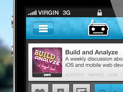 Nerd Radio iOS app blue ios iphone mobile nav nerd podcast radio texture top ui