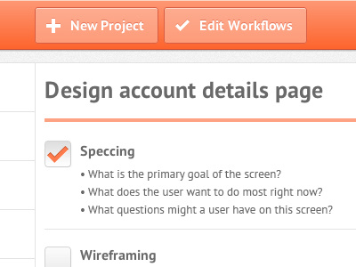 Flowbot Checklist app button check checkbox interface orange plus project task ui workflow