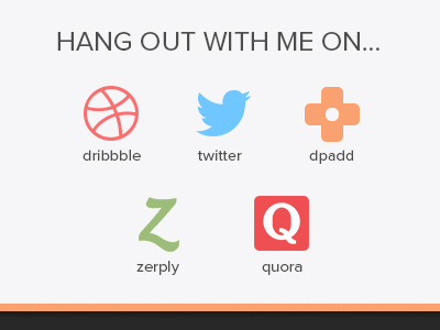 Socialize dpadd dribbble follow hang out icon icons personal portfolio quora site social twitter ui web design zerply
