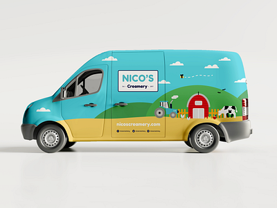 Nico's Creamery Van Wrap branding countryside decal farm ice cream identity illustration van van wrap vehicle vehicle wrap wrap