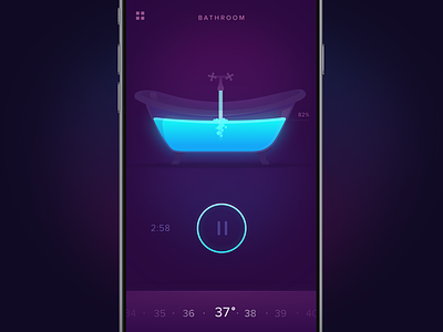 Smarthome bath control app bath bathroom ios mobile pause smart smarthome temperature ui ux water