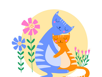 Hugging cats animal cat cats child lillustration cute design hugging cats illustration kids illustration kitten vector