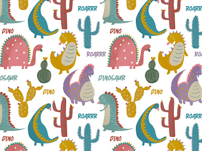 Dinosaur seamless pattern dino dinosaur illustration kids pattern print seamless seamless pattern watercolor