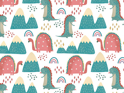 Seamless dinosaur pattern design digital art dino dinosaur dinosaur pattern graphic design illustration pattern procreate seamless pattern watercolor