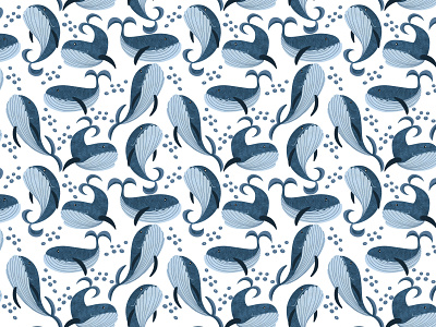 SEamless watercolor whale pattern design digital art graphic design illustration kids pattern ocean life pattern pattern procreate sea life seamless pattern watercolor whale whale pattern whales