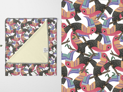 Toucan watercolor pattern for kids