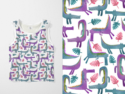 Cute crocodile seamless pattern