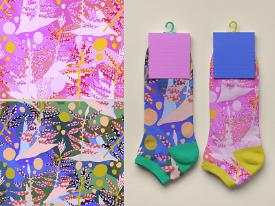 Abstract floral pattern for socks abstract pattern colourful illustration design digital art floral pattern graphic design illustration mockup pattern procreate seamless pattern socks socks design textile design textile pattern tropical pattern
