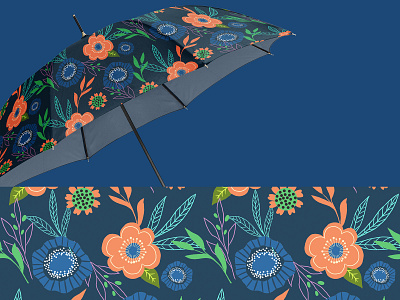 Floral pattern for the umbrella design digital art floral floral pattern flower graphic design illustration pattern print procreate repeated seamless pattern summer surface pattern texture