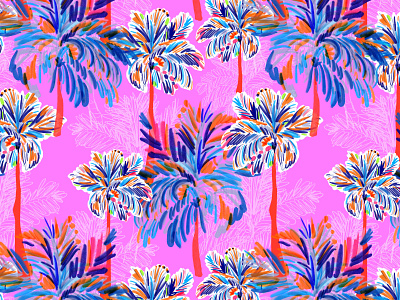 Palm tree pattern design digital art fabric illustration palm tree pattern print procreate seamless pattern summer textie