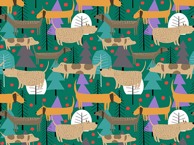 Dogs in the park seamless pattern