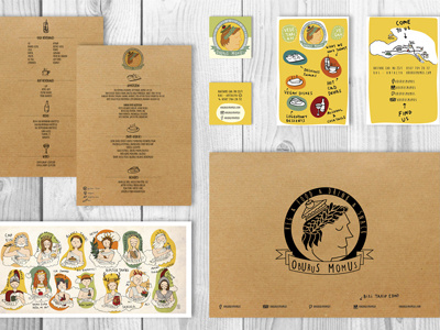 Brand Identity for Oburus Momus II ancient greek brand identitiy doodle funny logo graphic design greek god logo menu mythology restaurant logo sandwich vegan