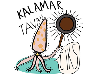 Cafe Illustration animal calamari cute doodle drawing food funny illustration pretty sea sea food typography