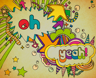 Yeah Yeah! arrow bubbles colorful party star typo typography vintage yeah