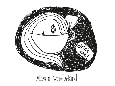 Alice In Wonderland I alice alice in wonderland children cup doodle drawing drink me girl mug sketch tale