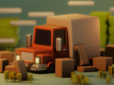 Low-Poly Truck 3d childrens art illustration lowpoly toy design