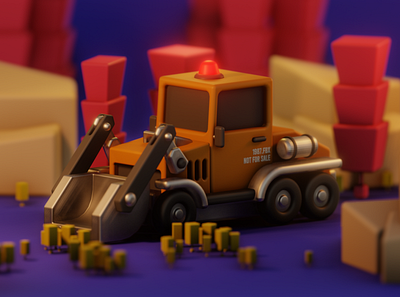 Cute Construction Vehicle 3d childrens art illustration lowpoly toy design