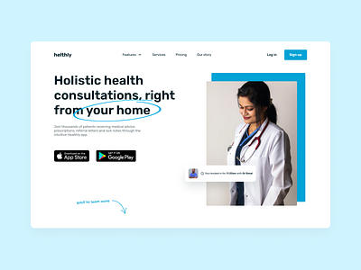 Healthly - Health Consultation Landing Page design graphic design health inspiration landing page ui ux web web design web designer website wellness